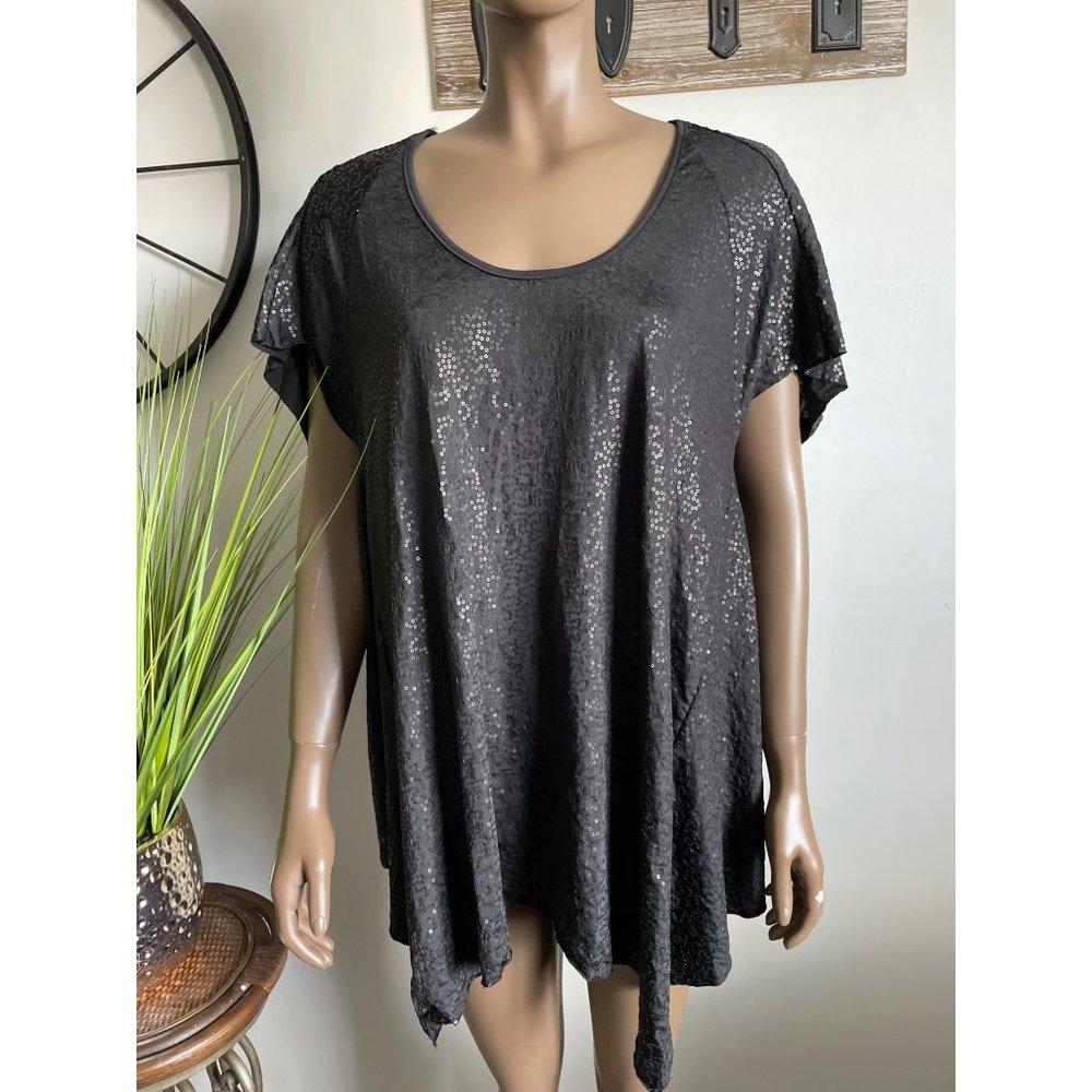 GYPSY JUNKIES Black Sequin Tunic Size OS